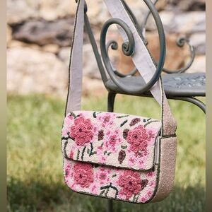 Greta Floral Beaded Bag Shoulder Bag Pink Light Pink Flowers Cherry Blossom New